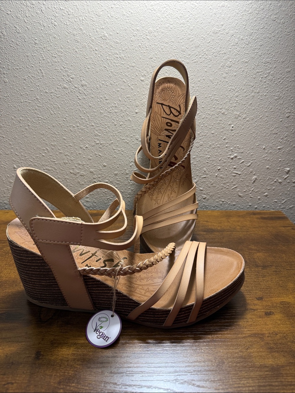 Blowfish Malibu Heidi Wedge Sandals in Nude/Tan
